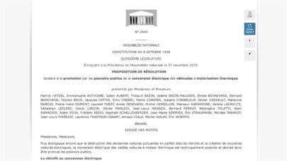 Le “rétrofit” des véhicules thermiques en électriques sur le bureau de l’Assemblée…