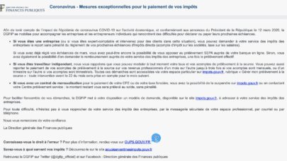 Coronavirus, mesures exceptionnelles pour le paiement des impôts